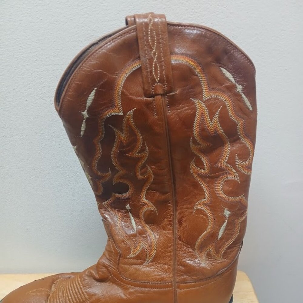 Tony Lama CZ872 9.5 D Peanut Brittle Brown Ostrich Cowboy Western Boots - Picture 7 of 16